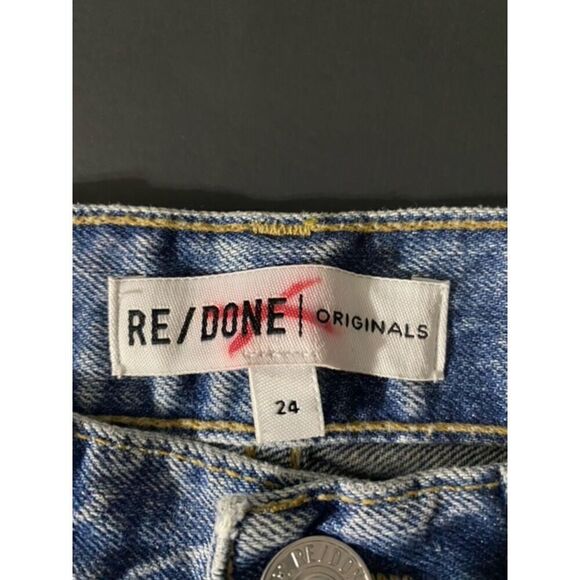 NEW RE/DONE Vintage High Rise Crop Flare Jeans Lt Wash w/ Dark Inset Size 24 - Picture 10 of 11